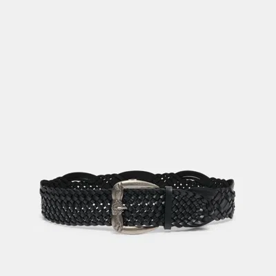 Dolce Vita Woven Western Buckle Belt In Black Silver Size Medium/large By