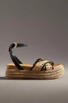 Dolce Vita Wriley Raffia Platform Sandals In Black