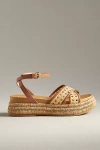 Dolce Vita Wriley Raffia Platform Sandals In Brown