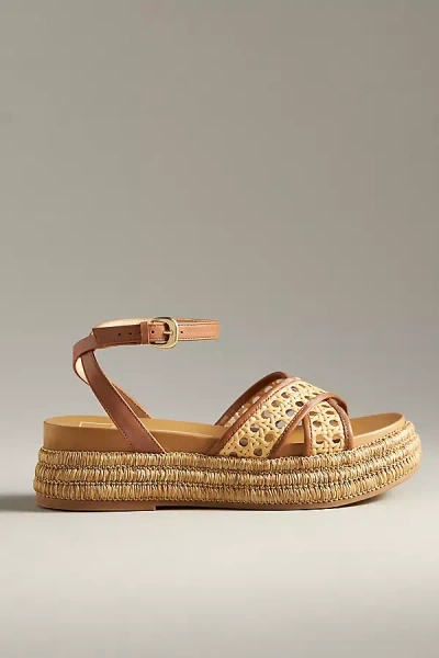 Dolce Vita Wriley Raffia Platform Sandals In Brown