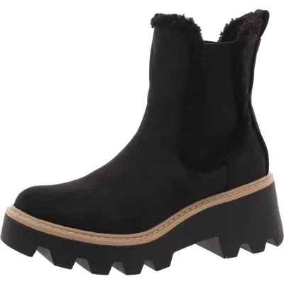 Dolce Vita Yandi Womens Faux Leather Lugg Sole Chelsea Boots In Black