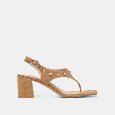 Dolce Vita Yves Studded Block Heel Sandals In Brown