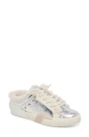 Dolce Vita Zantel Faux Shearling Lined Slip-on Sneaker In Silver Distressed Leather