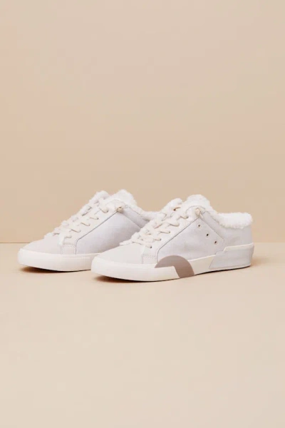 Dolce Vita Zantel Off White Leather Shearling Slip-on Sneakers