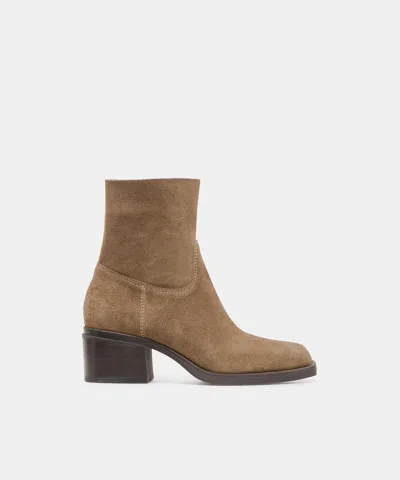 Dolce Vita Zelo H2o Waterproof Booties In Olive Suede Size 6 By  In Multi