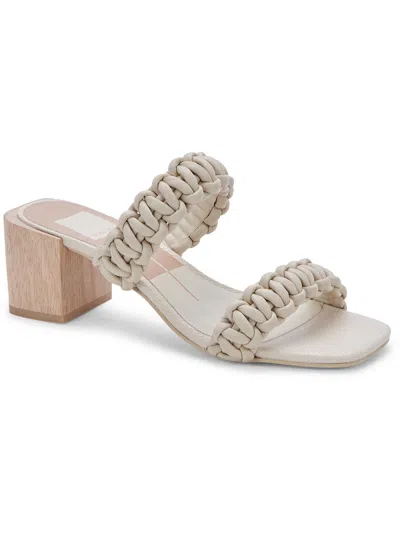 Dolce Vita Zeno Womens Faux Leather Open Toe Mule Sandals In White