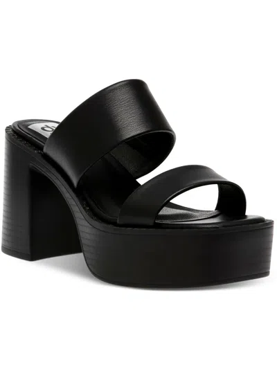 Dolce Vita Zillee Womens Faux Leather Slip-on Platform Sandals In Black