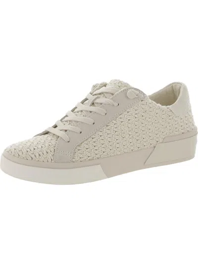 Dolce Vita Zina Crochet Womens Leather Cushioned Footbed Casual And Fashion Sneakers In Beige