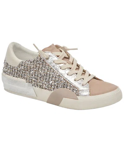 Dolce Vita Zina Leather & Twill Sneaker In Silver