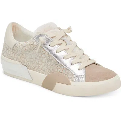 Dolce Vita Zina Plush Womens Lace-up Suede Casual And Fashion Sneakers In Stone