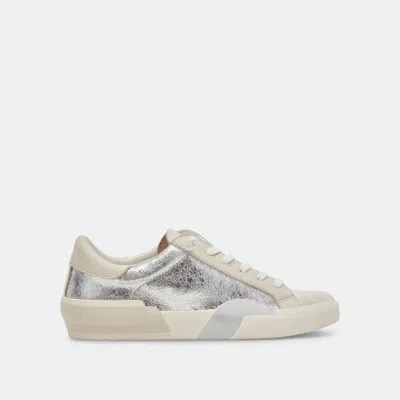 Dolce Vita Zina Sneakers Chrome Distressed Leather In Gray