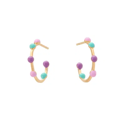 Dolcetto Designs Women's Bolla Hoop Earrings Gold Vermeil And Enamel In Yellow