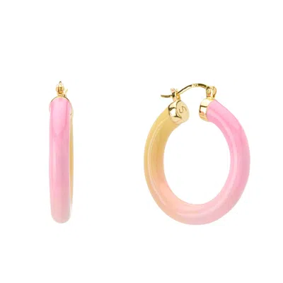 Dolcetto Designs Women's Gold / Pink / Purple Tropicale Sunset Hoop - Gold Vermeil In Multi