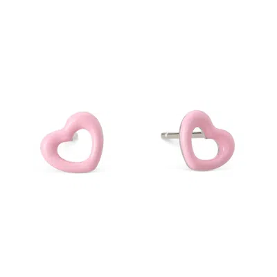 Dolcetto Designs Women's Pink / Purple / Silver Cometa Enamel Heart Stud - Recycled Silver In Multi