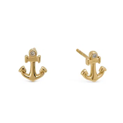 Dolcetto Designs Women's Spes Anchor Stud Earrings - Recycled Gold & Lab Grown Diamonds