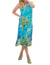 Dolcezza Big Angel Fish Mosaic Midi Dress In Blue In Multi