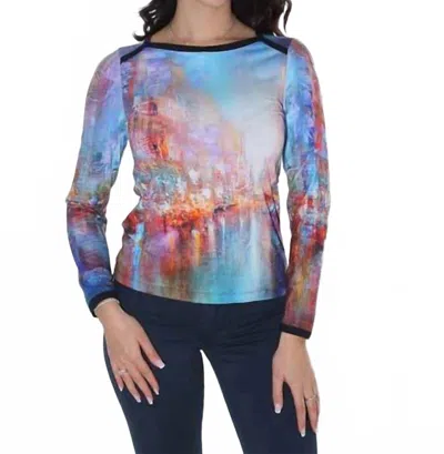 Dolcezza Blue City Top In Blue Purple Red In Multi