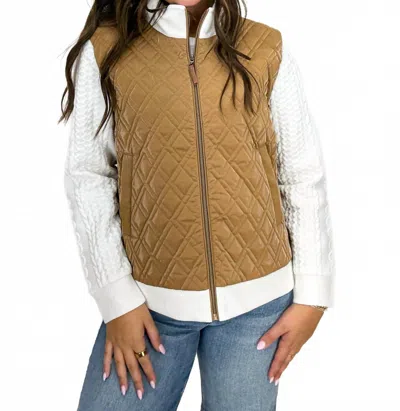 Dolcezza Carley Woven Jacket In Brown And White In Multi