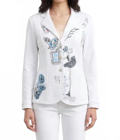 Dolcezza Collared Blazer In White/multi