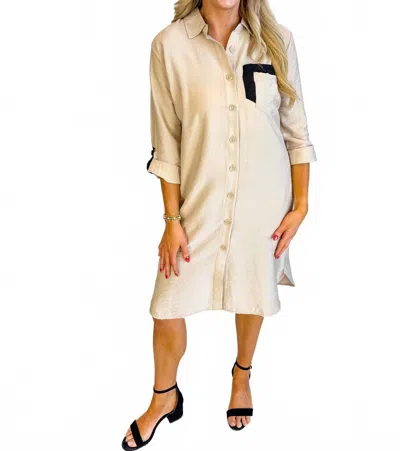 Dolcezza Dani Midi Shirt Dress In Taupe In Neutral