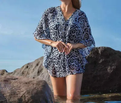 Dolcezza Embellished Beach Coverup In Black And White