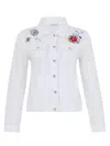 Dolcezza Floral Linen Jacket In White In White