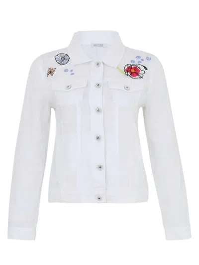 Dolcezza Floral Linen Jacket In White