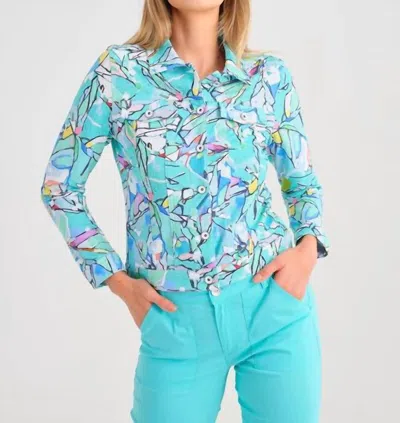 Dolcezza Half Moon Morning Jacket In Aqua Turquoise Blue