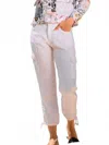 Dolcezza Linen Cargo Pants In White In Neutral