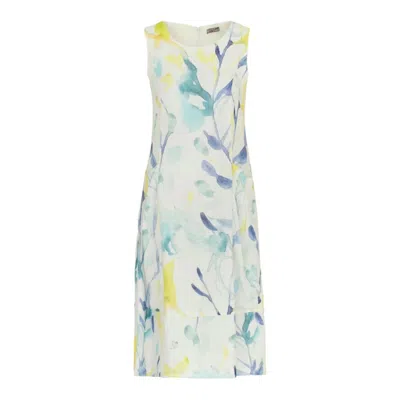 Dolcezza Linen Dress In Turquoise Bloom In Multi