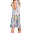 Dolcezza New Bouquet Coming Soon Sleeveless Linen Dress In White In Multi