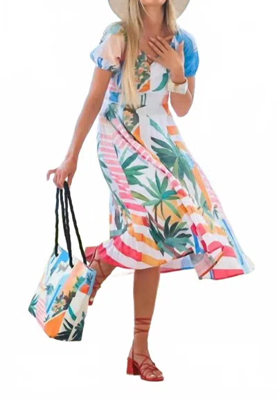 Dolcezza Pots On The Stairs Crinkle Dress In Multicolour