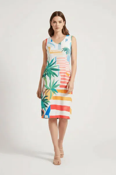 Dolcezza Pots On The Stairs Sleeveless Midi Dress In Pottery In Multi