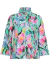 Dolcezza Pure Joy 1 Simple Art Stretch Sports Jacket In Multi Green Pink In Multi