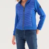 Dolcezza Quilt Knit Zip Graphic Lines Jacket In Cobalt In Blue