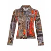 DOLCEZZA RED BLACK QUILT BUTTON FRONT JACKET IN ANIMAL MULTI