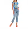Dolcezza Round Neck Knit Top In Multi In Blue