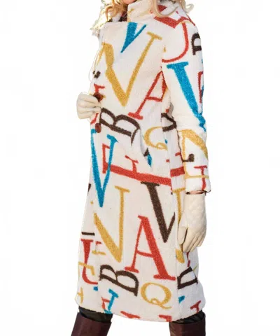 Dolcezza Sherpa Monogram Coat In Multi In Animal Print