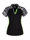 Dolcezza Short Sleeve Golf Top In Black In Black