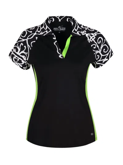 Dolcezza Short Sleeve Golf Top In Black