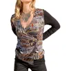 DOLCEZZA SIMPLY ART JOY BURLINGTON TOP IN MULTI COLOR