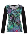 DOLCEZZA SIMPLY ART LILY PAD KNIT TOP IN MULTI COLOR
