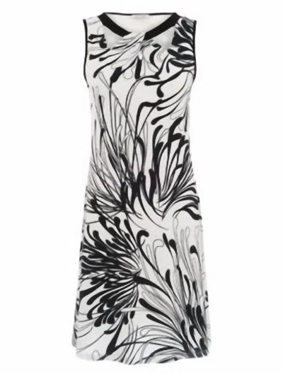 Dolcezza Sleeveless Dress Modern Fern Print Black & White In Multi