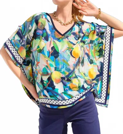 Dolcezza V-neck Handerchief Top In Orangerie Navy In Multi
