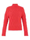 Dolcezza Women's Knit Cable Pullover Sweater In Red In Red