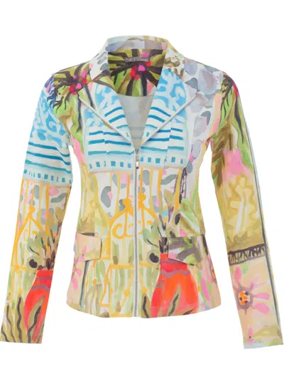 Dolcezza Women's Cheetah In The City Print Zip Jacket In Multicolor