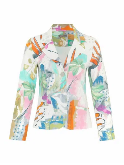 Dolcezza Women's Happy With Spring Blazer In White / Green / Multi