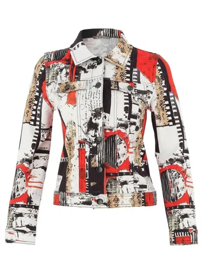 Dolcezza Women's Knit Jacket In Red/black/white In Multi
