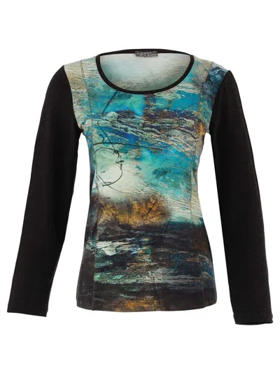 Dolcezza Women's Life's Too Short Simple Art Long Sleeve Top In Multi In Blue