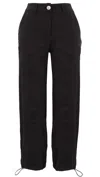 Dolcezza Women's Lightweight Ankle Drawstring Pant In Black In Black